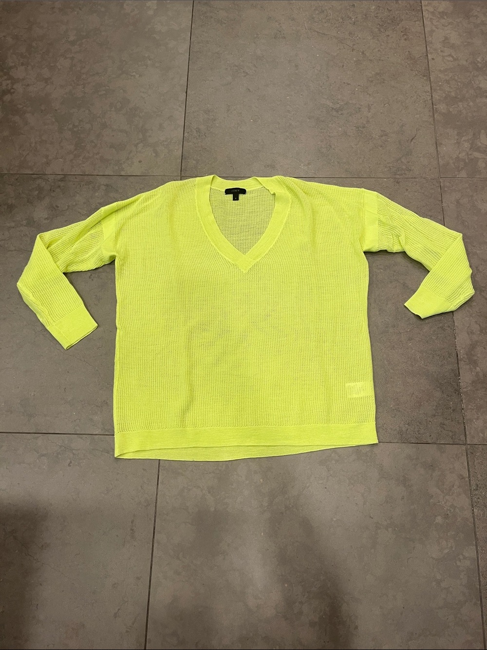 Jcrew Neon Yellow V-Neck Wool Sweater - very soft!